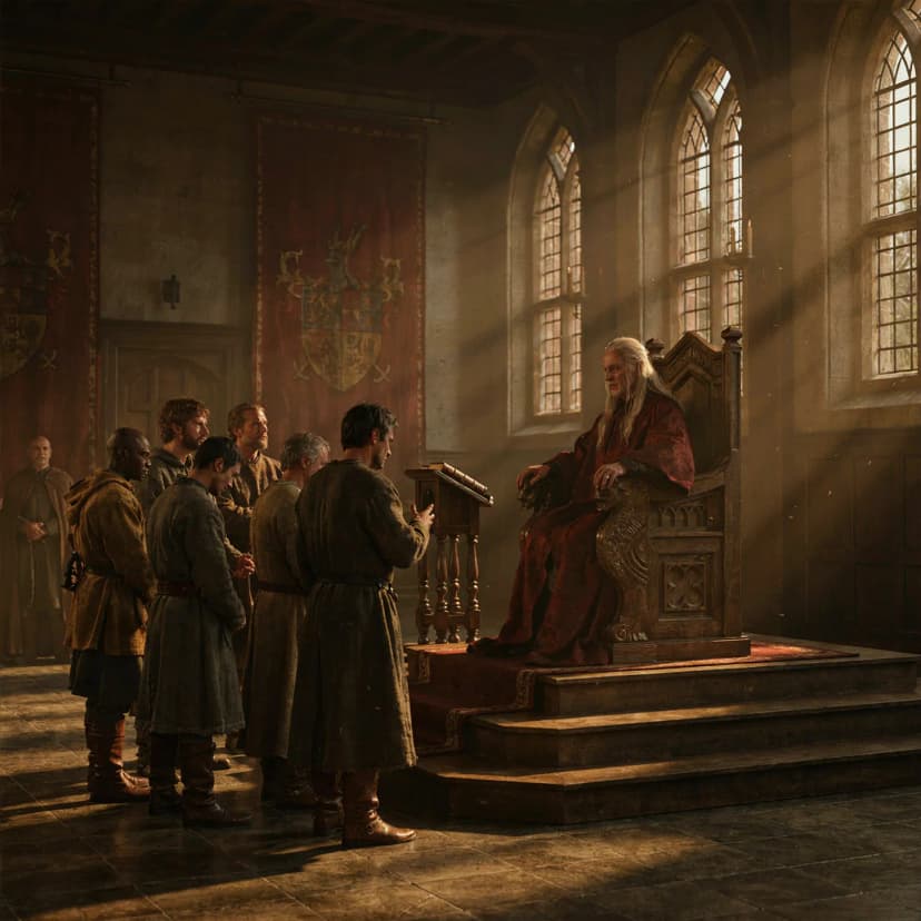The Parliament of Erl gathers before their stately Lord to make a momentous plea.