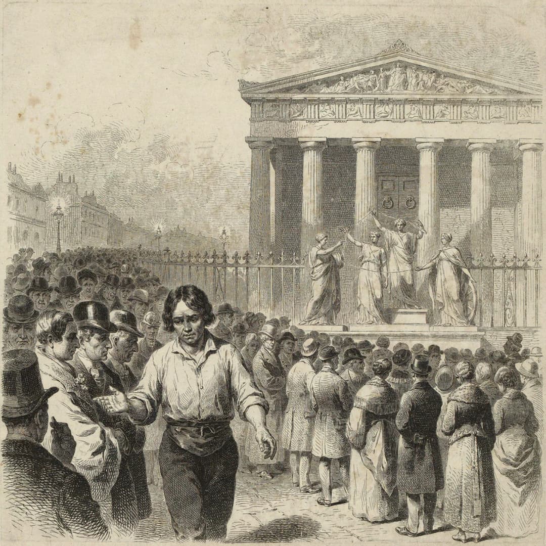 The imposing classical entrance to the new Government Lethal Chamber in Washington Square.